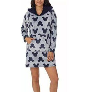 NWT Disney Women's Mickey Mouse Plush Lounger Hoodie Blue Size S $65 3C682